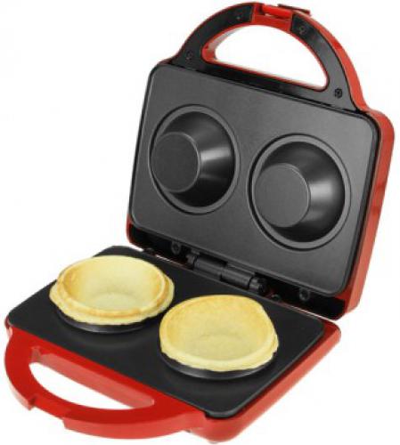 Kalorik WM 40423 R Red Waffle Bowl Maker; Makes 2 delicious waffle cups/bowls per batch, simply using waffle batter; Great treat to eat ice-cream or fruit in; Non-stick coated heating plates; Thermostatic control; Power and ready lights; Cool touch front handle; Dimensions: 9.25 x 9.7 x 4; UPC 848052002739 (WM40423R WM 40423 R)